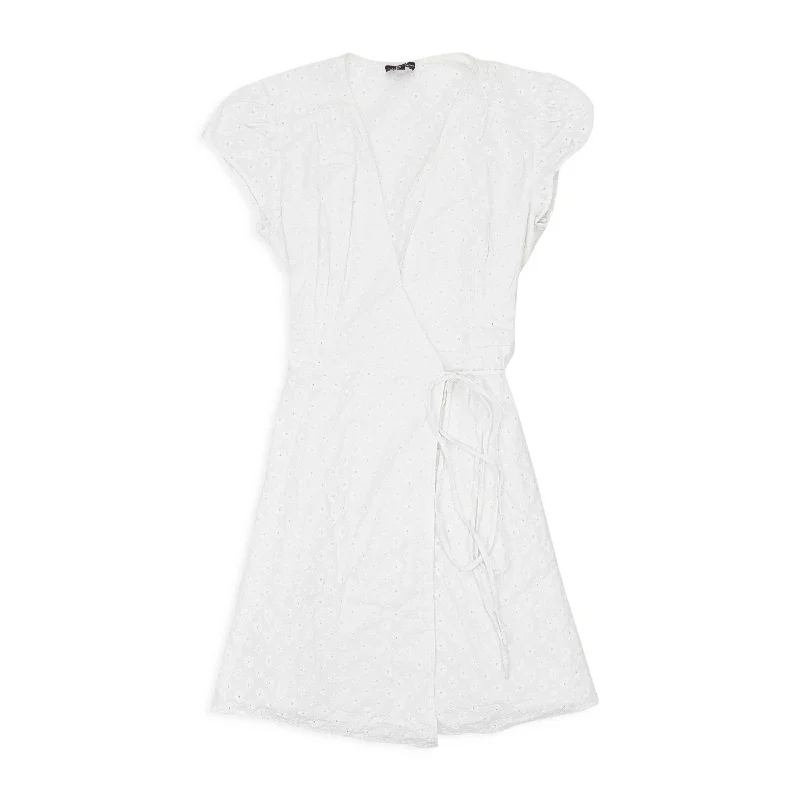 Timeless Elegant CALLIPYGIAN WRAP WHITE MINI DRESS