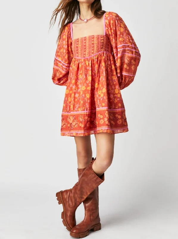 Boho Chic Endless Afternoon Mini Dress In Chili Combo