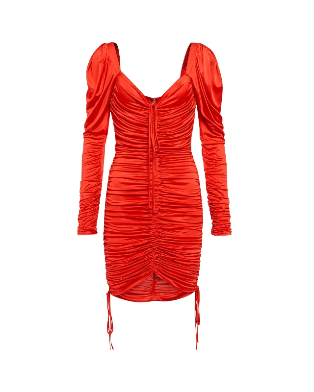 Great Prices On Feminine Styles Dolce & Gabbana Ruched Mini Dress in Red Viscose