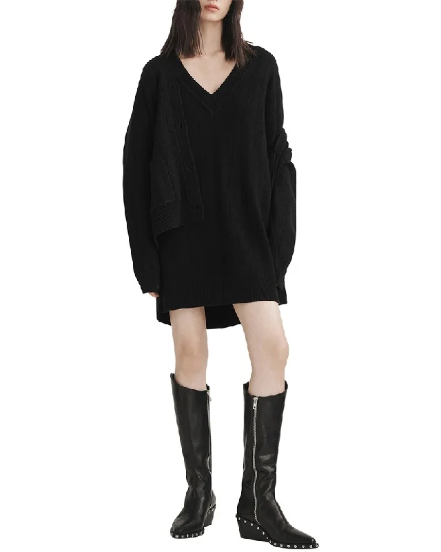 Flowing Silhouette rag & bone Durham Herringbone Cashmere Mini Dress