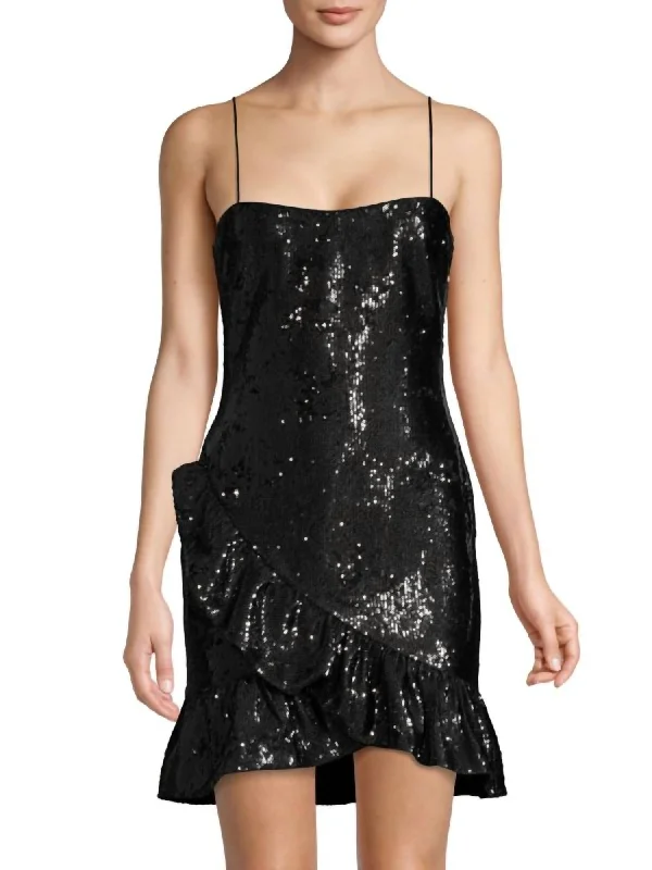 Huge Savings On Parisian Styles Lilia Ruffle Sequin Mini Dress In Black