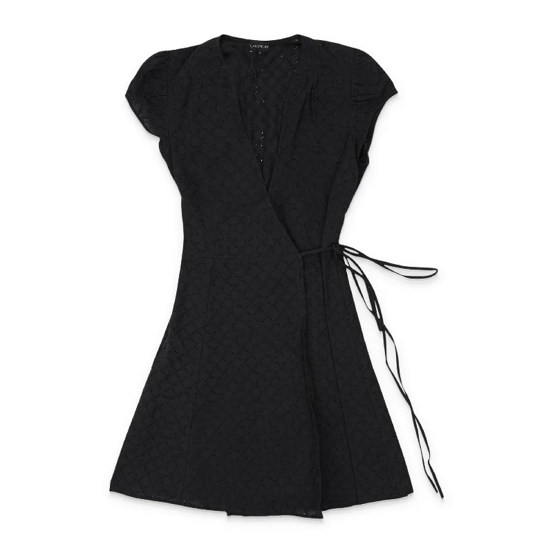 Effortless Grace CALLIPYGIAN WRAP BLACK MINI DRESS