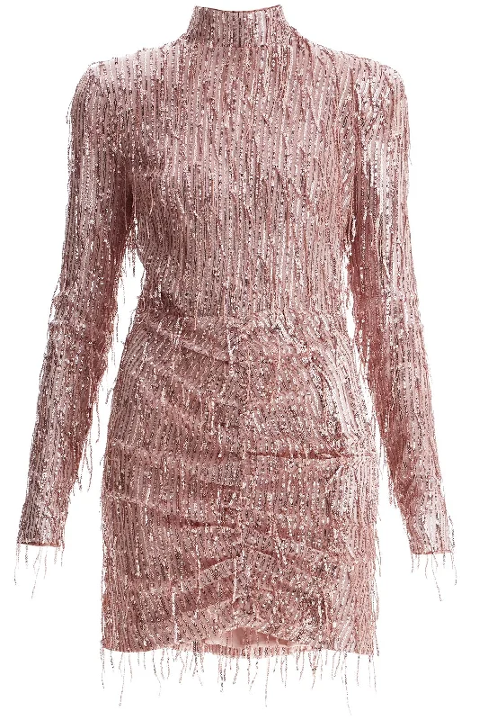 Final Clearance Rotate Women's Mini Dress With Sequin Fringe Details