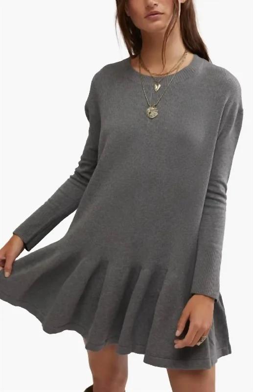 Time On My Side Mini Dress In Dark Heather Grey