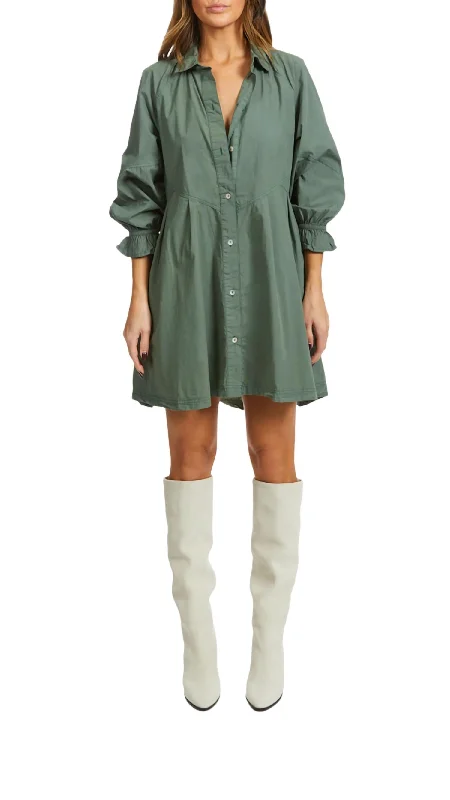 Elegant Attire Hannah Poplin Mini Dress In Army