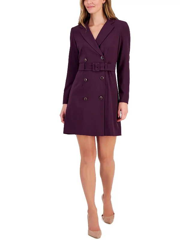 Lighten Up With Nordic Styles Womens Double Breasted Blazer Mini Dress