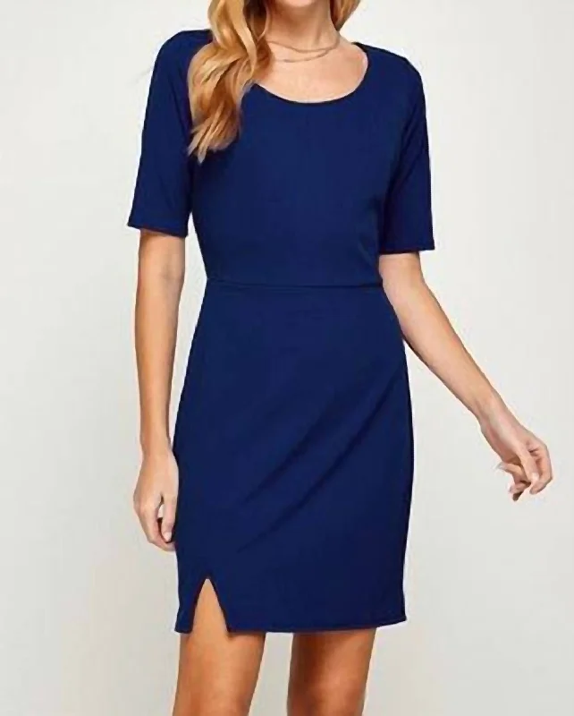 Trendy Styles Scoop Neck Half Sleeve Mini Dress In Navy