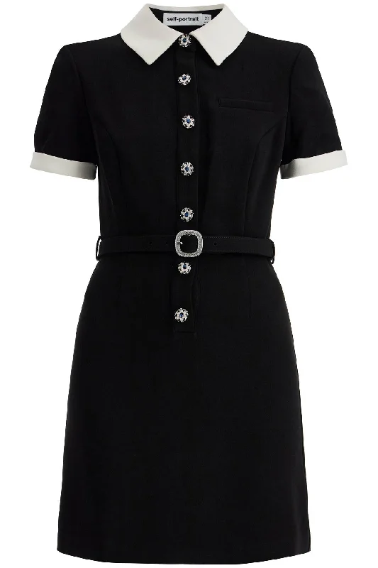 Mid - Season Sale Self Portrait Women's Crepe Mini Dress With Belt