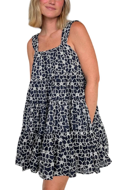 Seasonal Fashion Market Street Babydoll Mini Dress In Navy