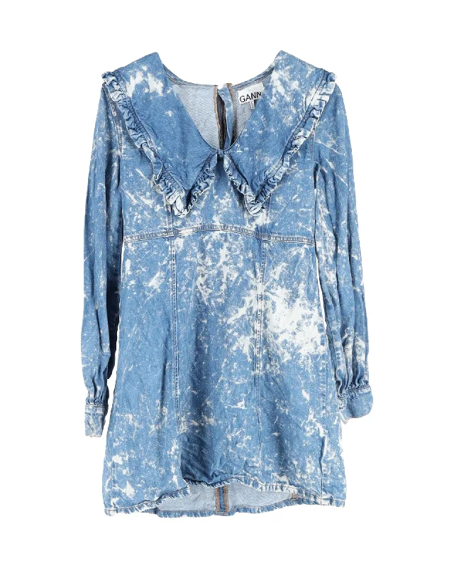 Grab Romantic Date - Night Styles Now Ganni Bleached Mini Dress in Blue Denim Cotton