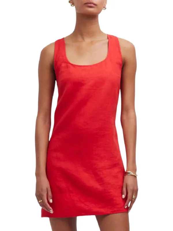 Tropical Island - Inspired Attire Cross-Back A-Line Mini Dress In Red