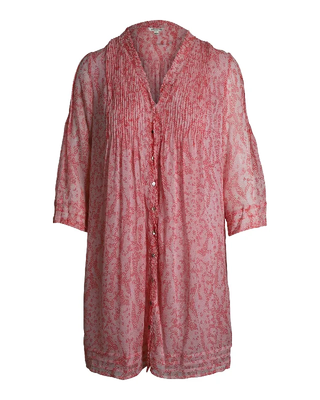 Mother'S Day Special Diane Von Furstenberg Pleated Printed Mini Dress in Pink Silk