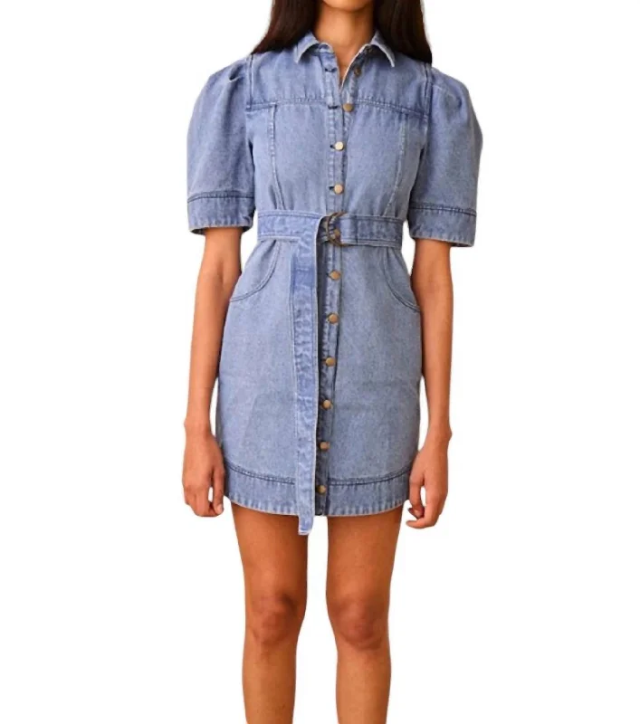 Refined Look Robinson Mini Dress In Blockely Denim