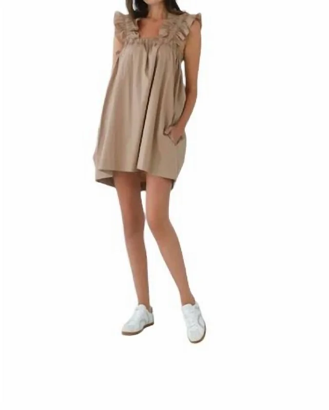 Sleek Design Maya Mini Dress In Beige