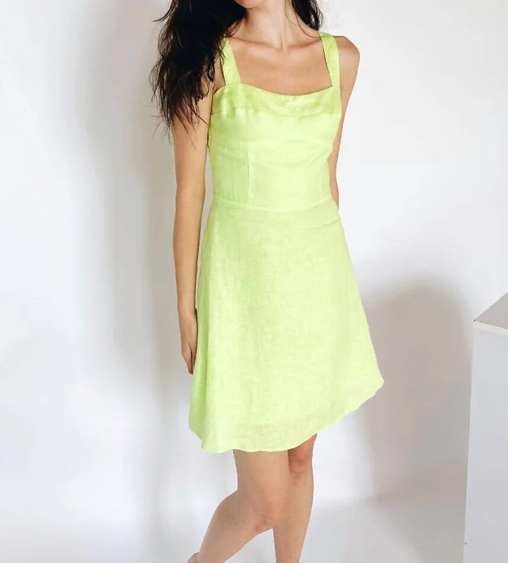 Score Big On Glamorous Red - Carpet Styles Malibu Mini Dress In Lime