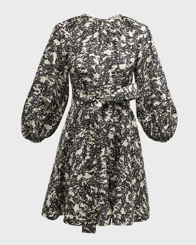 Boho - Chic Festival - Ready Style Juniper Blouson-Sleeve Silk Mini Dress