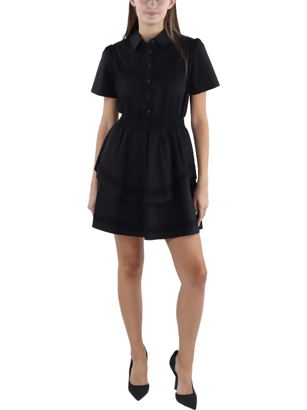 Effortless Style Womens Lace Trim Above Knee Mini Dress