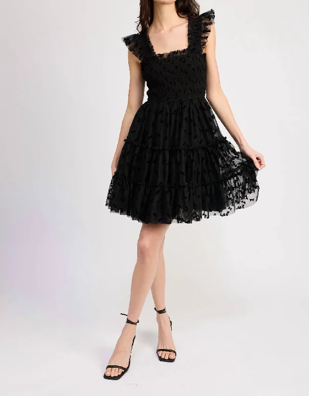 Budget-Friendly Fashion Casey Flutter Mini Dress In Black