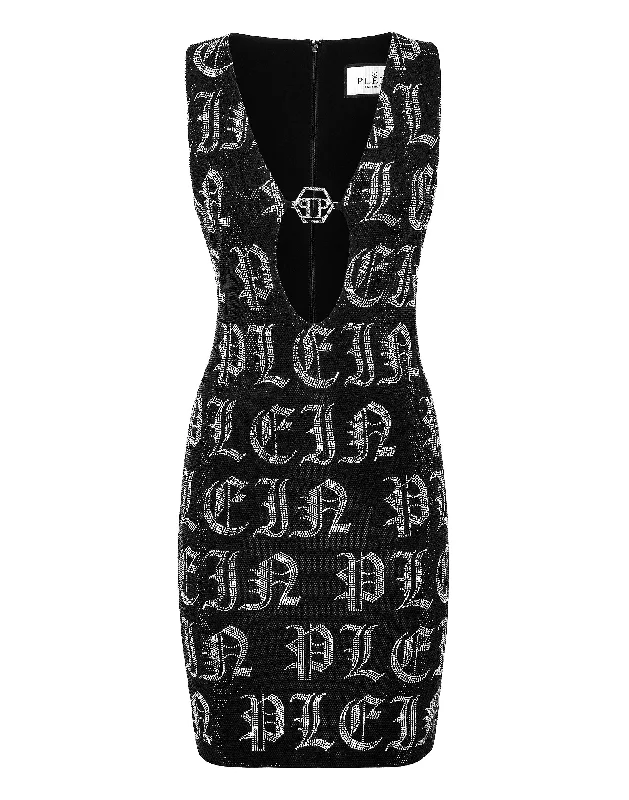 Contemporary Chic Mini Dress Gothic Plein Strass