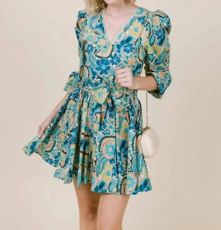 Big Savings On Rustic Countryside Styles Emma Mini Dress In Sapphire Daisy