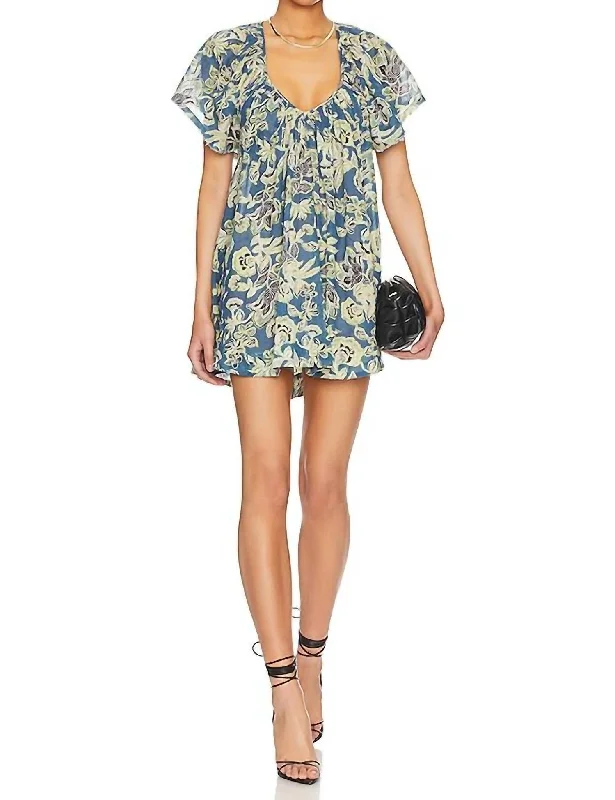 Clearance Event Kauai Getaway Printed Mini Dress In Ocean Combo