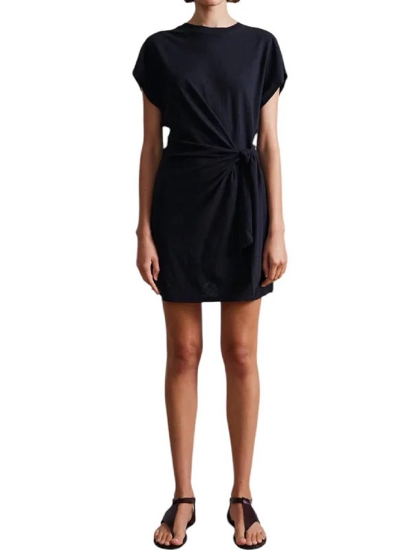 Coastal Beach - Inspired Style Nina Cinched Mini Dress In Black