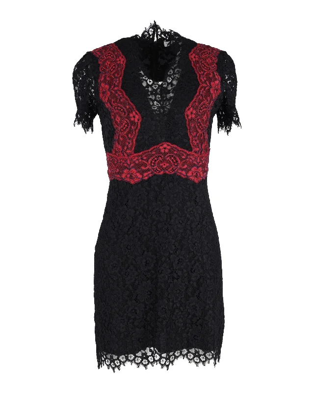 Summer Fashion Sandro Muse Lace Mini Dress In Black Polyester