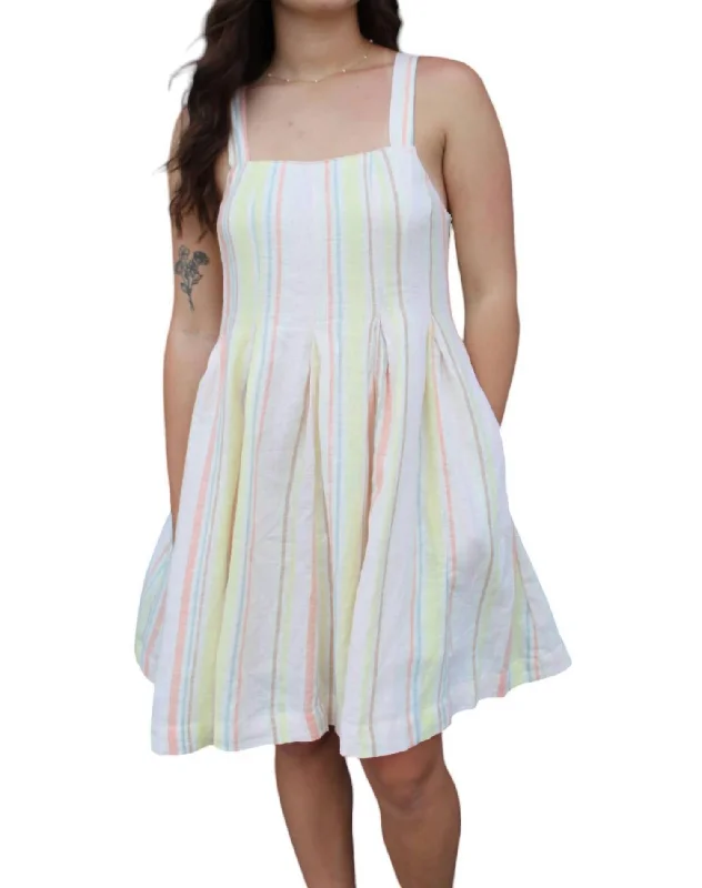 Discounts On Casual Weekend Styles Candy Stripes Mini Dress In Multicolor