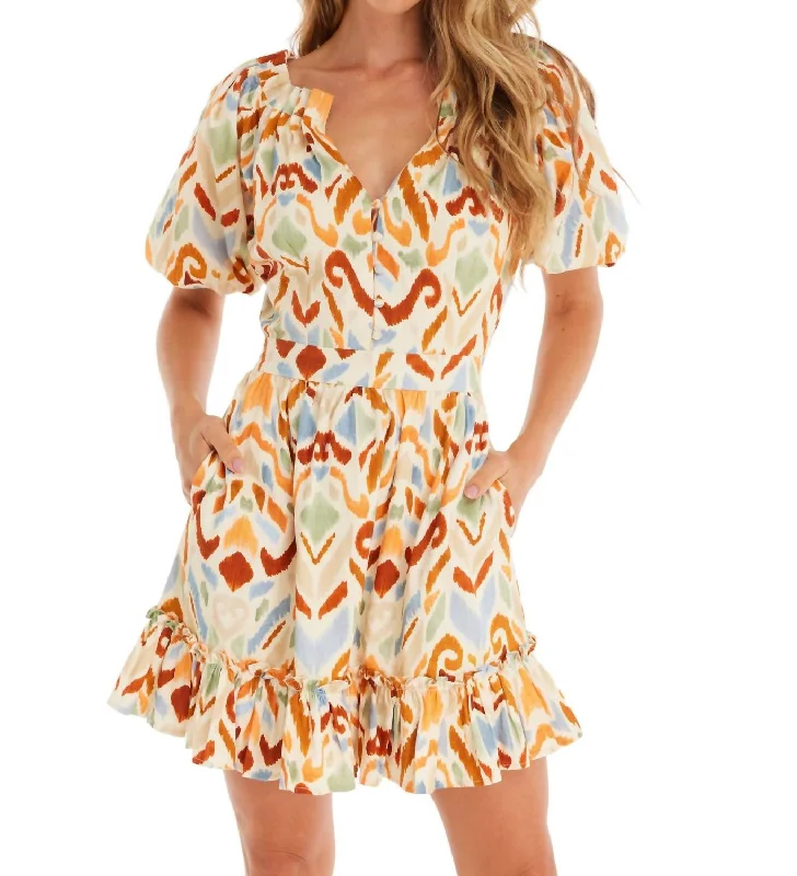 Big Savings Alice Mini Dress In Ivory Ikat