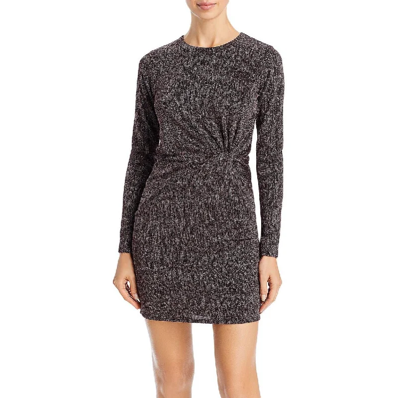 Mid - Season Sale Womens Metallic Knot Front Mini Dress