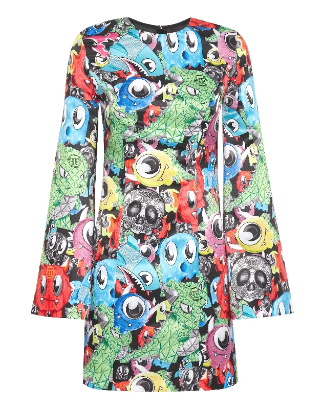 Elegant Style Mini Dress LS Monsters