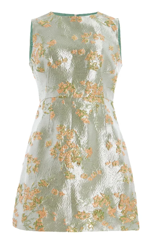 Spring Wardrobe Staud Women's Garden Sleeveless Mini Dress, Metallic Bloom