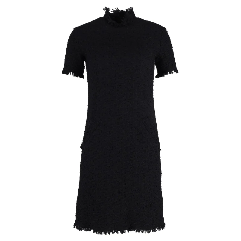 Classic Appeal Nina Ricci Tweed Mini Dress in Black Wool