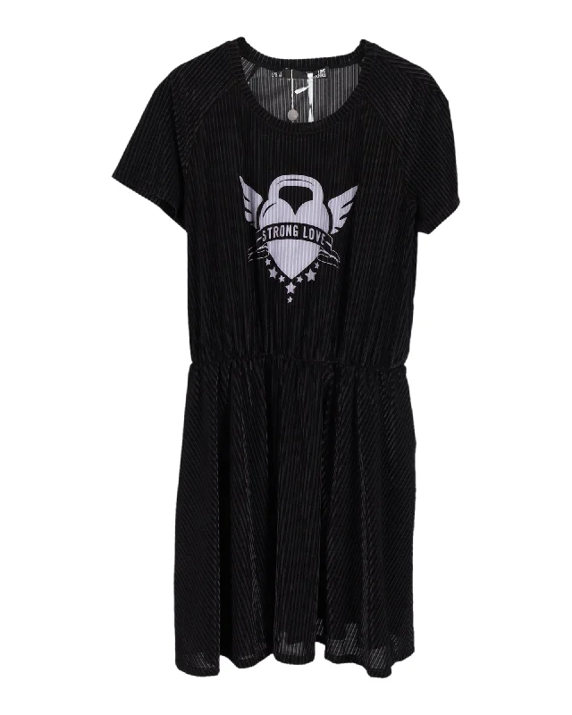 Bohemian Vibe Love Moschino Strong Love Mini Dress in Black Cotton