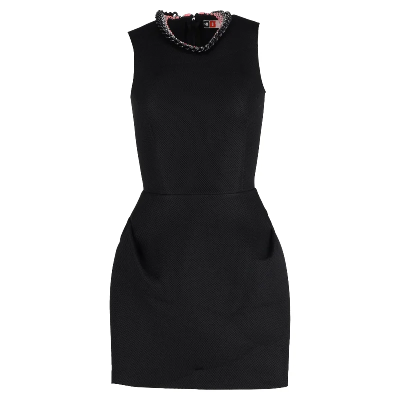 Clearance Event MSGM Mock-Neck Sleeveless Mini Dress in Black Polyester