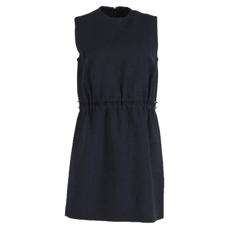 Effortless Style Victoria Beckham Elasticated Mini Dress in Navy Blue Wool