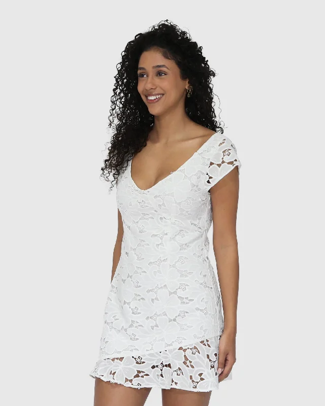 Coastal Beach - Inspired Style Drifting Slowly Lace Mini Dress