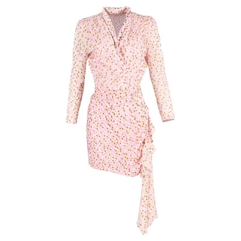 Huge Savings On Parisian Styles Dodo Bar Or Ava Polka Dot Mini Dress in Rose Pink and Gold Viscose