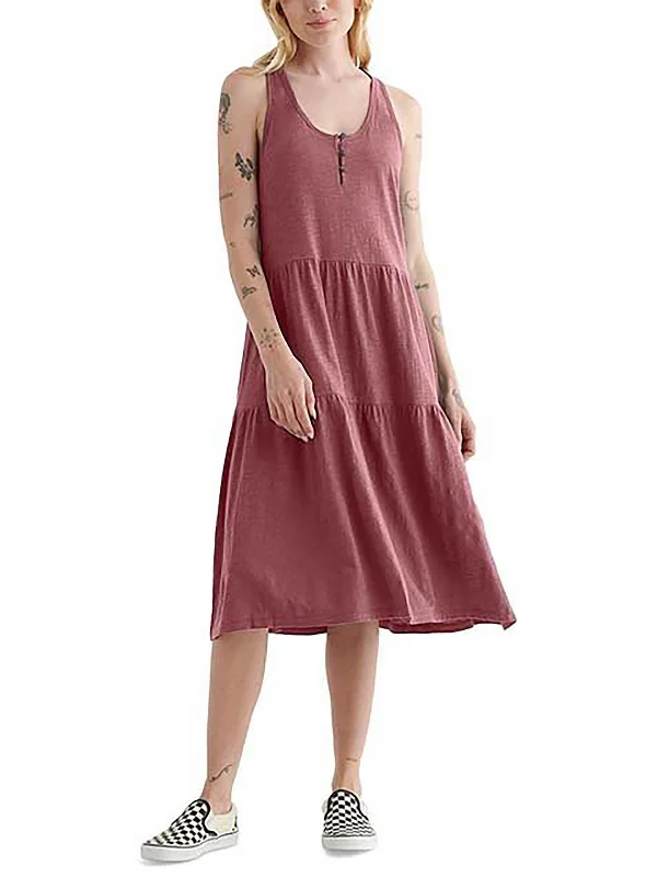 Holiday Sale Womens Tiered Sleeveless Midi Dress