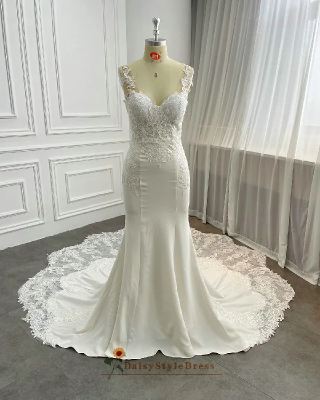 Score Big On Glamorous Red - Carpet Styles Fit-Flare Ivory Lace Wedding Dress