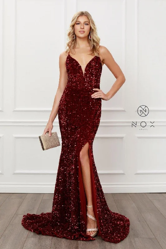 Flash Deals Sexy Long Burgundy Mermaid Dress