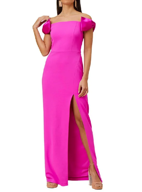 Style Upgrade 4 - aidan mattox pink off the shoulder satin bow gown