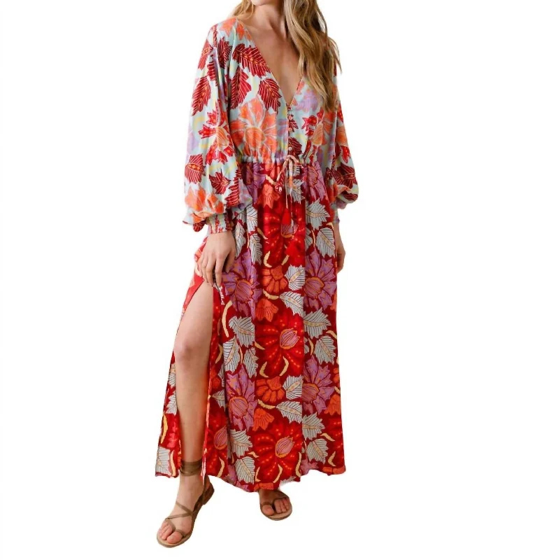 Feminine Soft - Hued Look Marbella Maxi Dress In Riya Multi