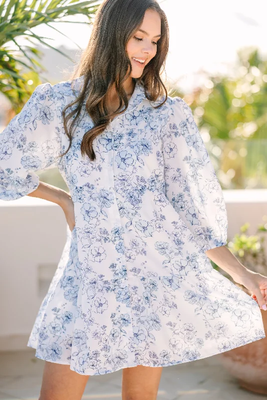 End - Of - Month Blowout On Your Way Light Blue Floral Babydoll Dress