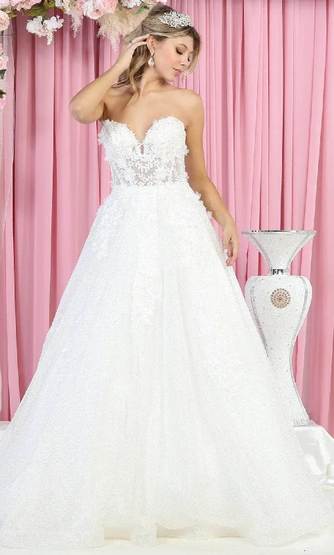 Feminine Soft - Hued Styles May Queen RQ7938 - Floral Bridal Gown