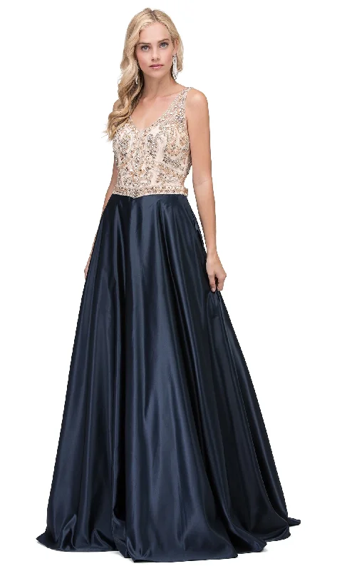 Exclusive Discount Beaded-Bodice Long Prom Ball Gown with Pockets