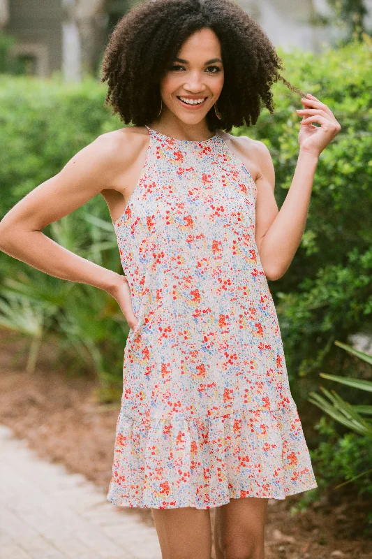 Chic Style Worth It Ivory White Ditsy Floral Dress