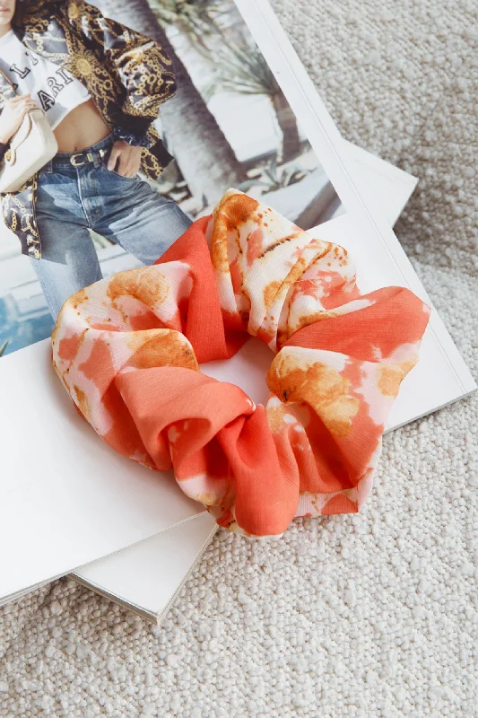 Discounts On Casual Weekend Styles Chouchou Scrunchie Floral Orange