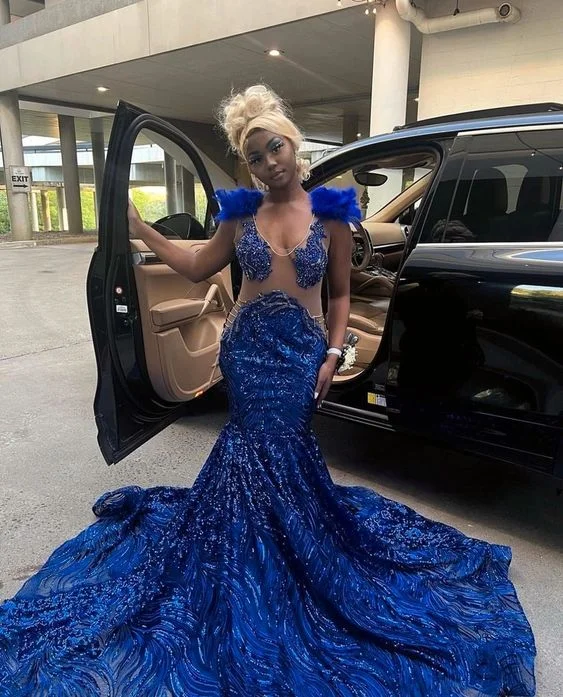 Chic Outfits Sexy blue prom dress, mermaid prom gown, trending prom dress Y6347