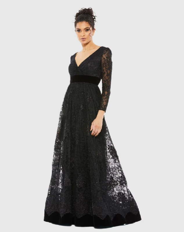 Limited Quantities Mac Duggal 67861 Long Sleeve Formal Lace Evening Dress